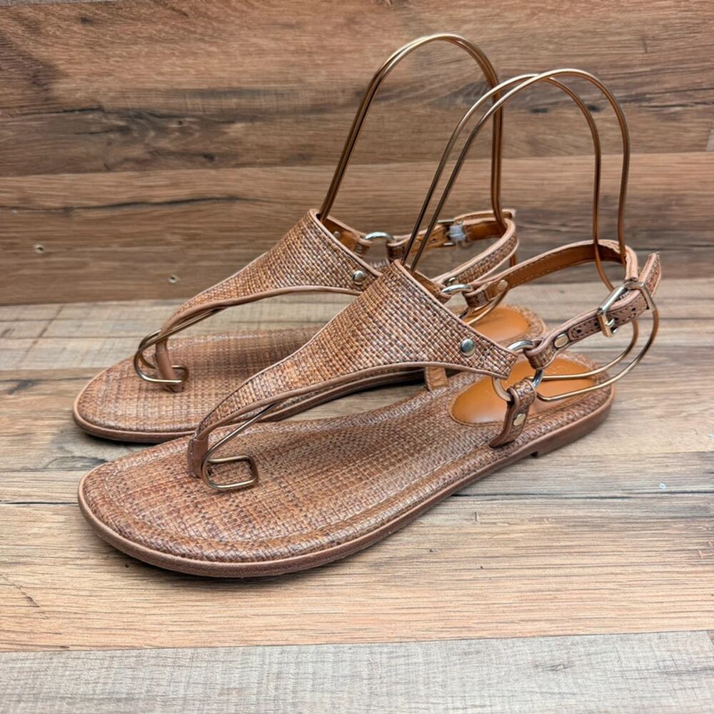 J McLaughlin Women’s Size 9.5 Nolita Slingback Thong Basketweave Leather Sandals